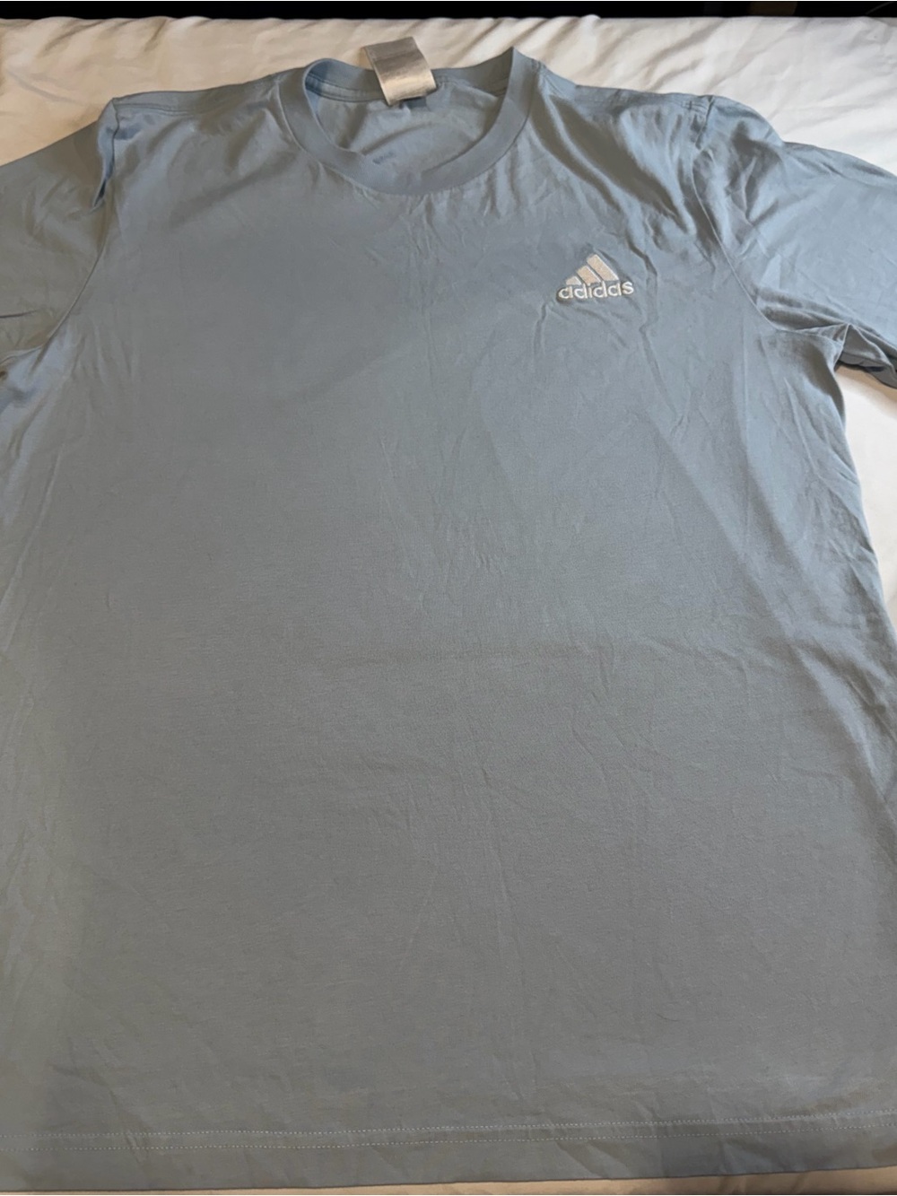 Adidas Men’s M Light Blue T-Shirt Small Logo Short Sleeve Crew Neck